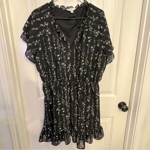 LC Lauren Conrad Flowy Floral Mini Dress w Front Tie & Stretchy Waist